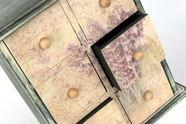 Nástenná skrinka s šuplíčky Provence 24,5x10,5x28cm