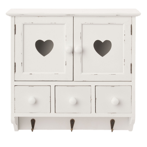 Nástenná vidiecka skrinka so srdcom 31x11x33cm