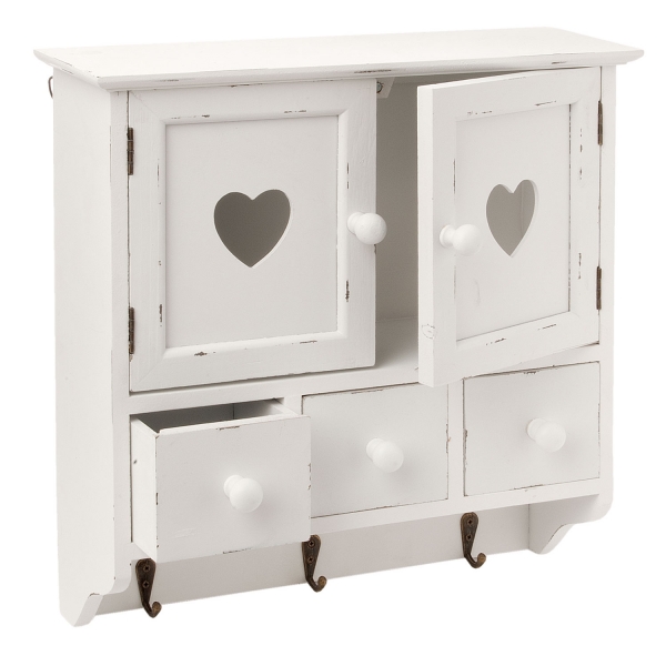 Nástenná vidiecka skrinka so srdcom 31x11x33cm