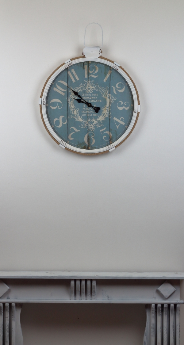 Nástenné hodiny Central Park bielo modrej 64x68cm