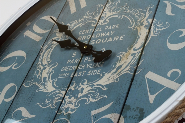 Nástenné hodiny Central Park bielo modrej 64x68cm