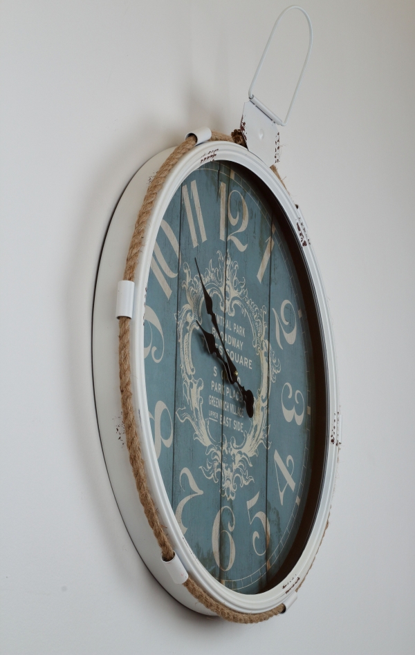Nástenné hodiny Central Park bielo modrej 64x68cm