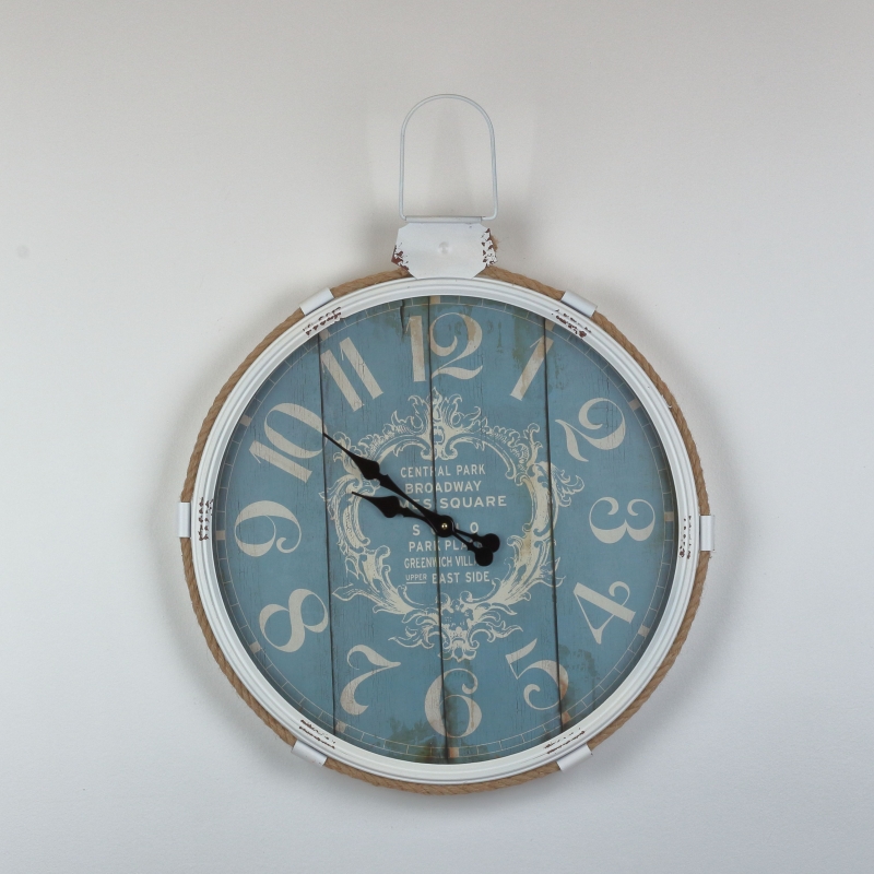 Nástenné hodiny Central Park bielo modrej 64x68cm