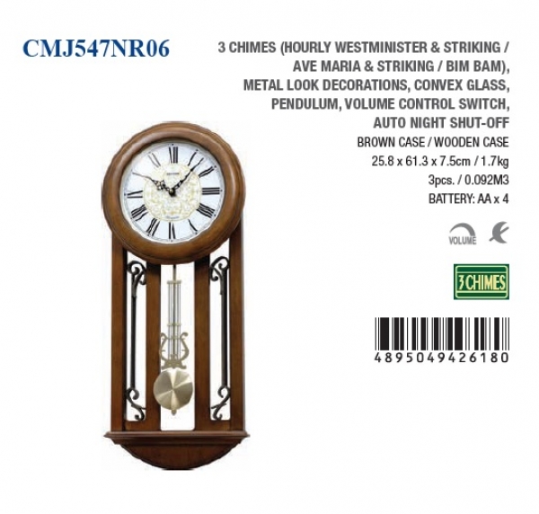 Nástenné hodiny drevené 25,8x7,5x61,3cm