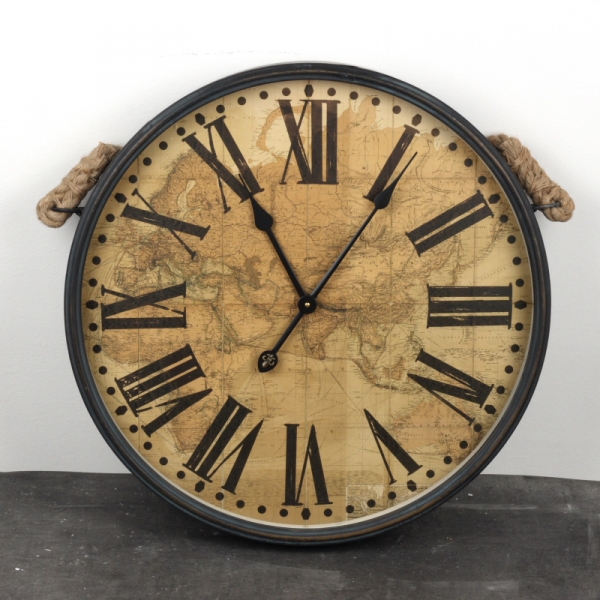Nástenné hodiny s mapou a lanom 60cm