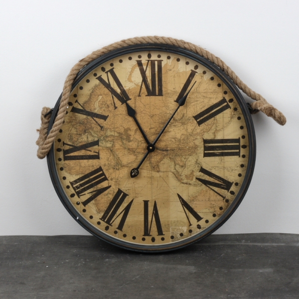 Nástenné hodiny s mapou a lanom 60cm