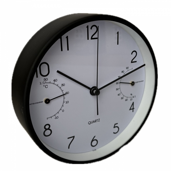 Nástenné hodiny s teplomerom a vlhkomerom hliník 15 x 15 x 4,2 cm