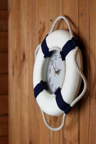 Nástěnné hodiny záchranné kolo modré 25cm