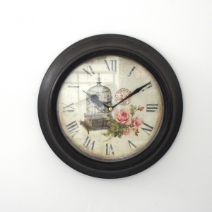 Nástenné kovové hodiny vtáčiu klietku 29cm