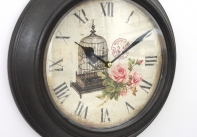 Nástenné kovové hodiny vtáčiu klietku 29cm