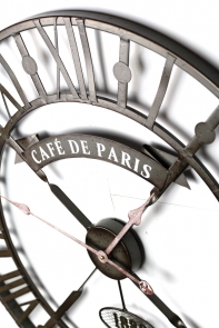 Nástenné kovové XXL hodiny Café de Paris 73 cm