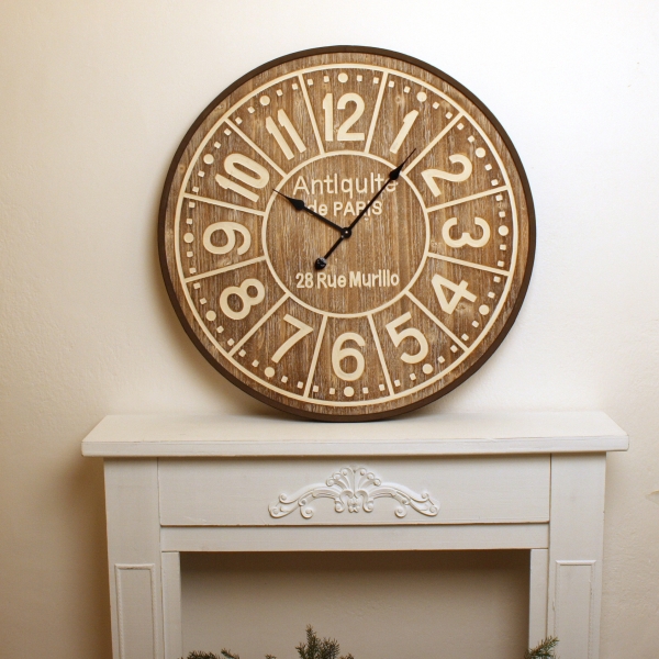 Nástenné guľaté vintage hodiny Antiquia de Paris 80cm