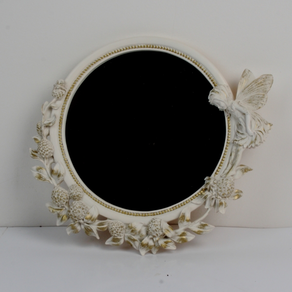 Nástenné okrúhle zrkadlo bielo zlaté 48x41cm