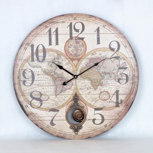 Nástenné kyvadlové hodiny mapa sveta 58cm