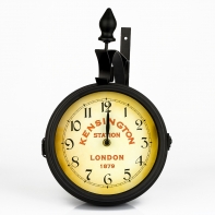 Nástenné obojstranné hodiny Kensington station London 1879 36x37x9cm