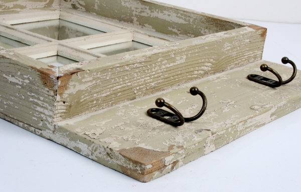 Nástenné zrkadlo okno so 4 háčikmi 45x57cm