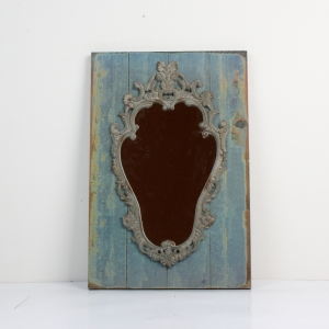 Nástenné zrkadlo s modrou patinou 64x42x3cm