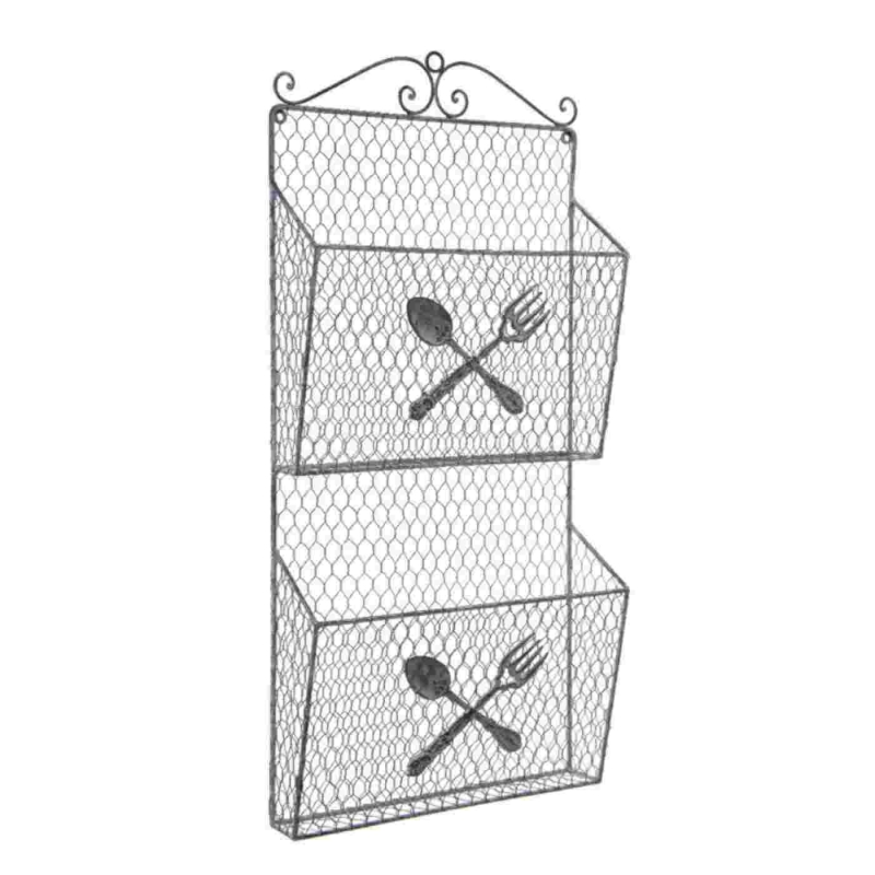 Nástenný drôtený organizér s 2 vreckami – 70 cm