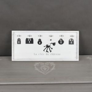 Nástenný drevený vešiak na kľúče 50x23x2cm