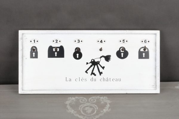 Nástenný drevený vešiak na kľúče 50x23x2cm