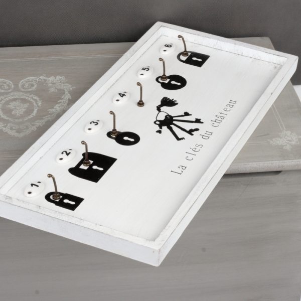 Nástenný drevený vešiak na kľúče 50x23x2cm