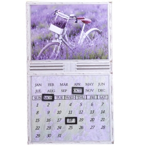 Nástenný kalendár s magnetmi 30 x 50 x 1,8 cm bicykel v levanduľovom poli