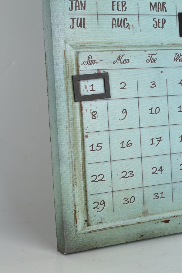 Nástěnný kalendář s magnety 30 x 50 x 1,8 cm růžové tulipány na mentolové