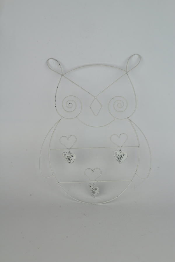 Nástenný kovový držiak na foto - sova 30x41cm