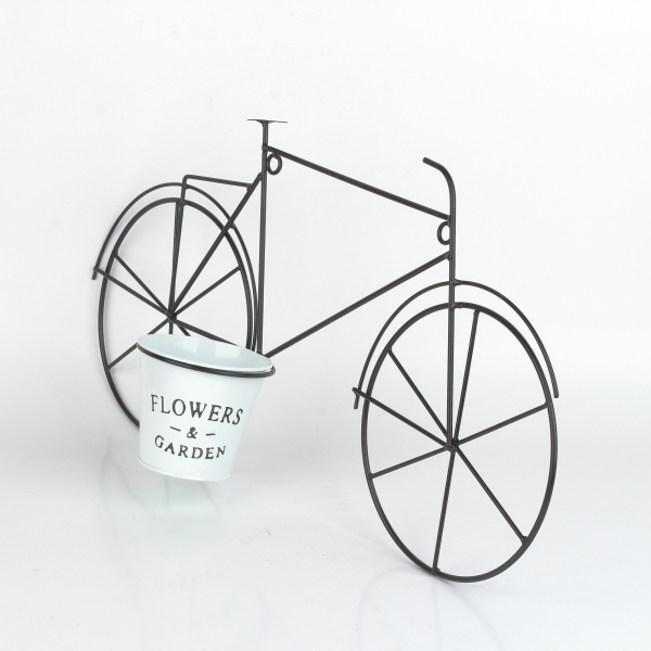 Nástenný kvetináč kovové kolo čierne