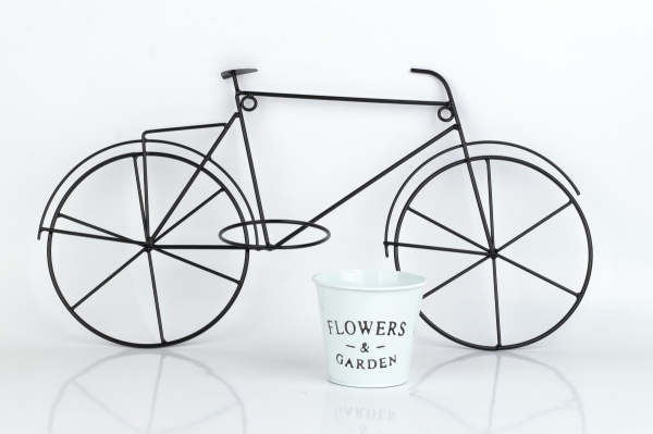 Nástenný kvetináč kovové kolo čierne