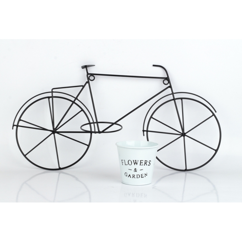 Nástenný kvetináč kovové kolo čierne