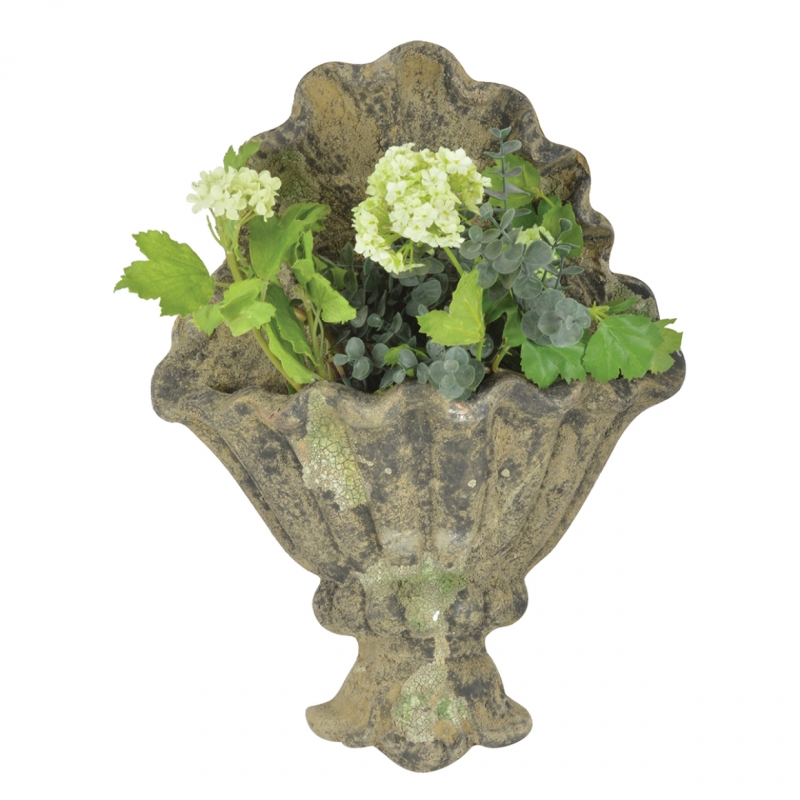 Nástenný kvetináč s machovou patinou 32 x 10 x 42,9 cm terakota