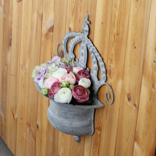 Nástenný kvetináč s patinou 42x38cm