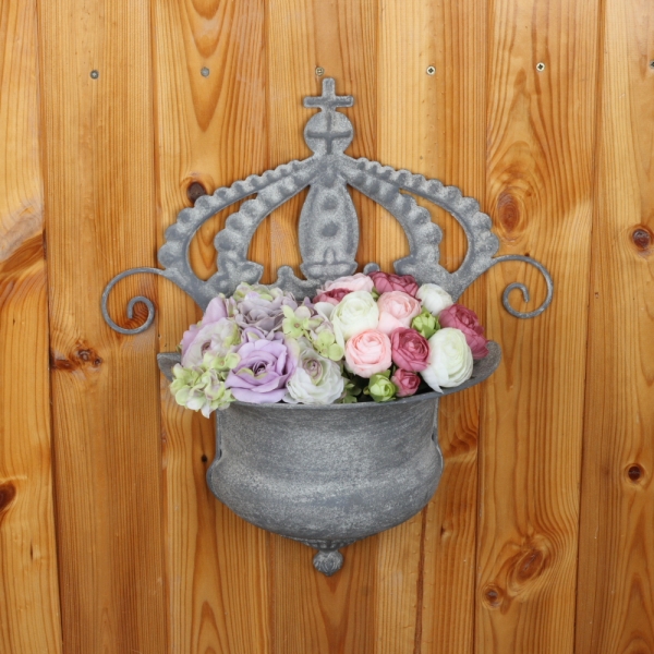 Nástenný kvetináč s patinou 42x38cm