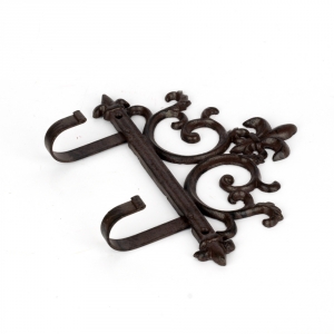 Nástenný liatinový vešiak 2 háčiky 20x18cm