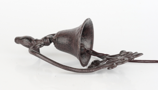 Nástenný liatinový zvonček s vtáčikom 28cm