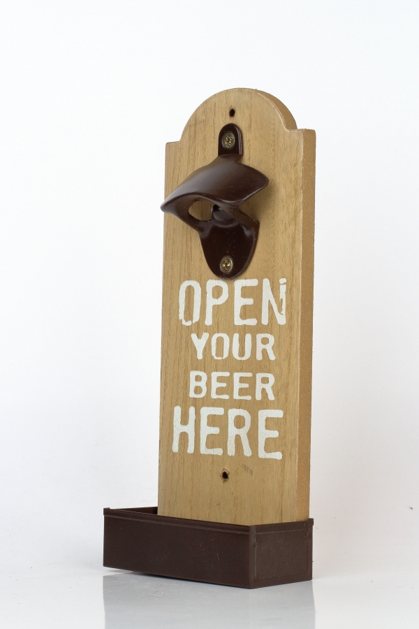 Nástenný otvárač fliaš OPEN BEER HERE 25cm