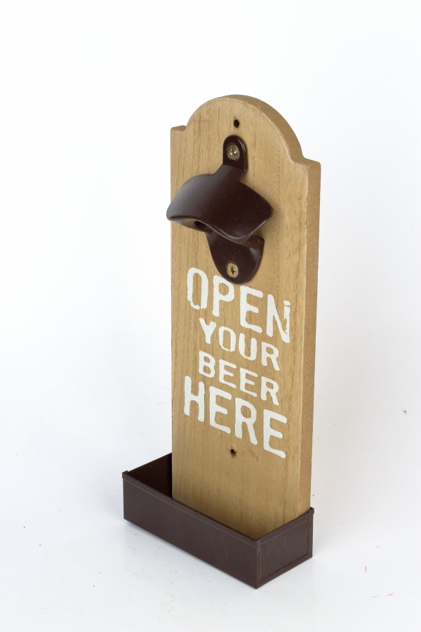 Nástenný otvárač fliaš OPEN BEER HERE 25cm