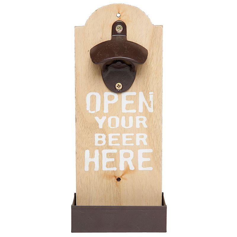 Nástenný otvárač fliaš OPEN BEER HERE 25cm