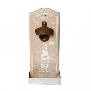 Nástenný otvárač fliaš OPEN BOTTLE HERE 30cm