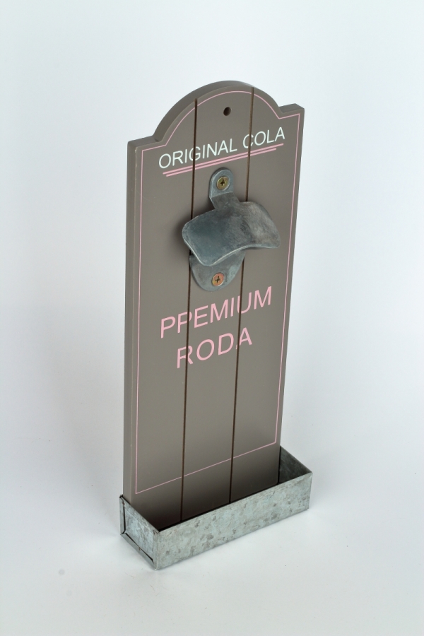 Nástenný otvárač fliaš so zásobníkom na zátky Original cola 12x4,5x30cm