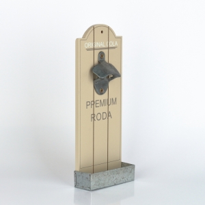 Nástenný otvárač fliaš so zásobníkom na zátky Original cola svetlý 12x4,5x30cm 