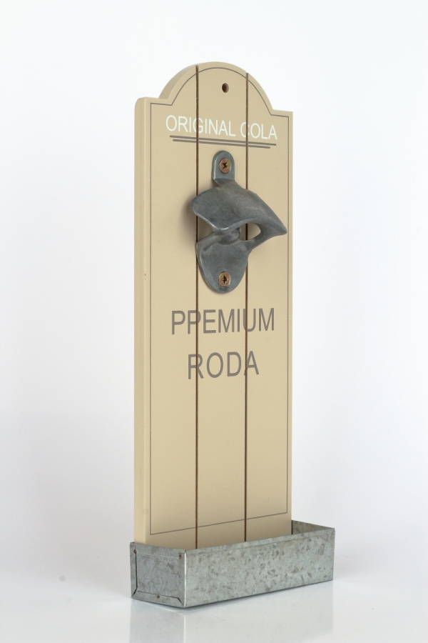 Nástenný otvárač fliaš so zásobníkom na zátky Original cola svetlý 12x4,5x30cm 