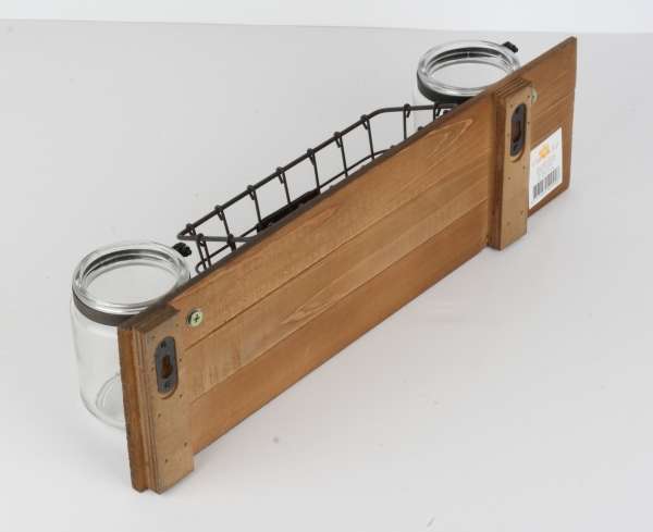 Nástenný panel s drôteným košíčkom a pohármi 40cm