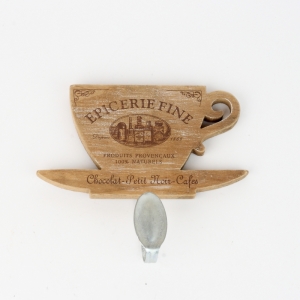 Nástenný vešiačik šálka kávy hnedý 15x15cm