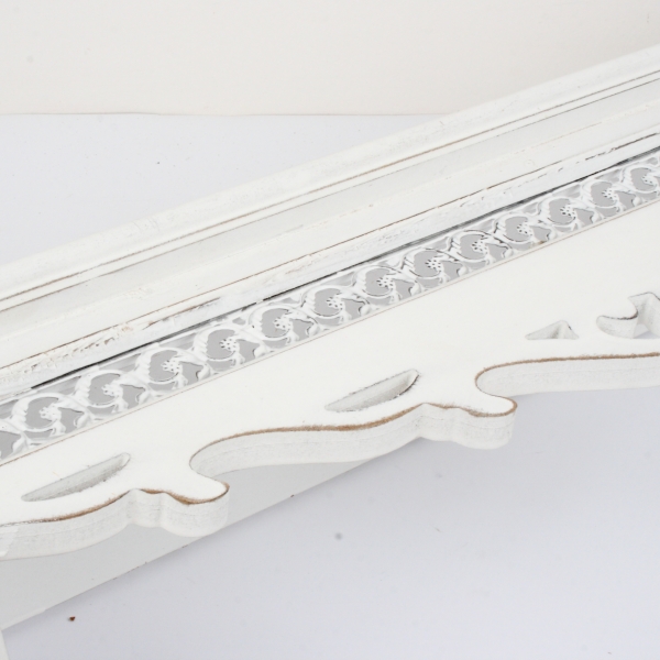 Nástenný vešiak drevený s policou biely 76x18x32cm