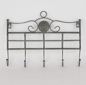 Nástenný vešiak s 5 háčikmi sivý 38x5x32m