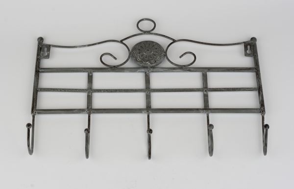 Nástenný vešiak s 5 háčikmi sivý 38x5x32m