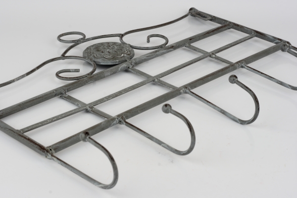 Nástenný vešiak s 5 háčikmi sivý 38x5x32m