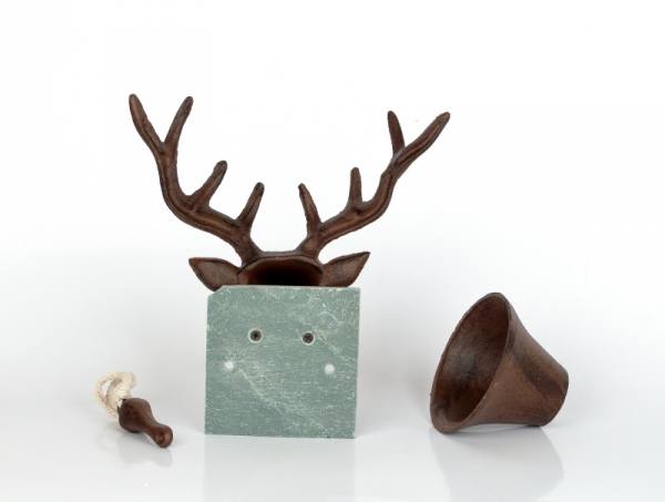 Nástěnný zvonček liatina jeleň 23,1x13,3x25,8cm